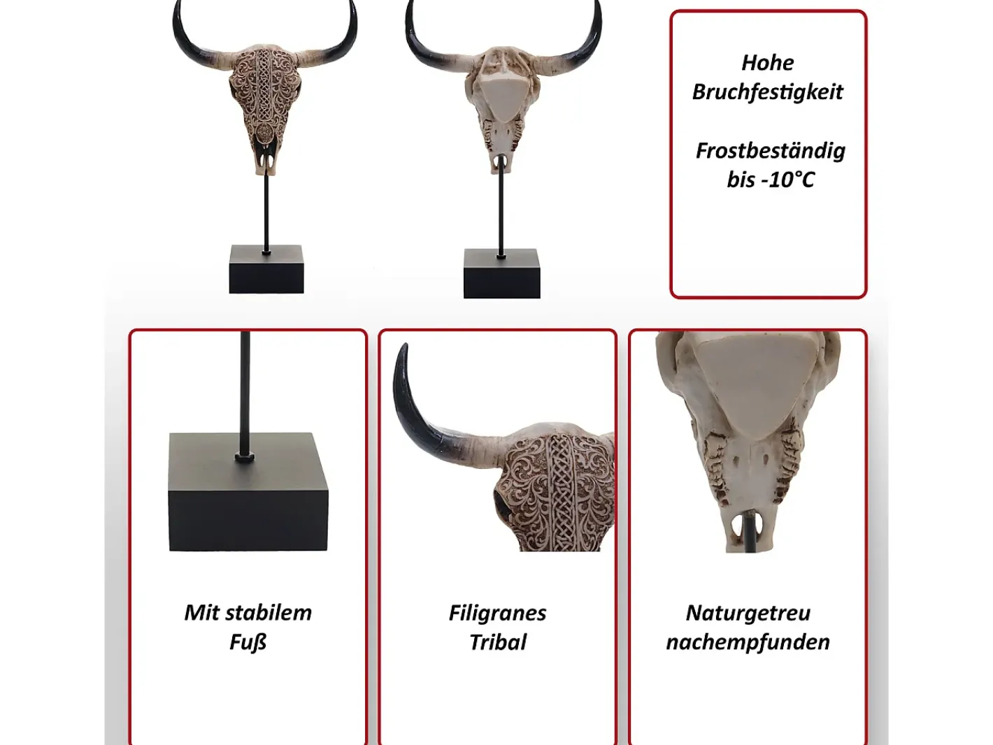 MCW Figura decorativa de pie cráneo de vaca -D30 Beige Best