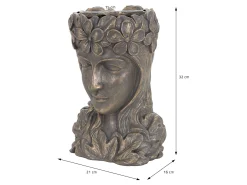 Best ML-DESIGN Figura decorativa maceta 21 x 16 x 32 cm jarrón florero forma de cara Bronce
