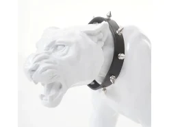 MCW Estatua-Figurita decorativa pantera con collar, alto brillo con collar Blanco