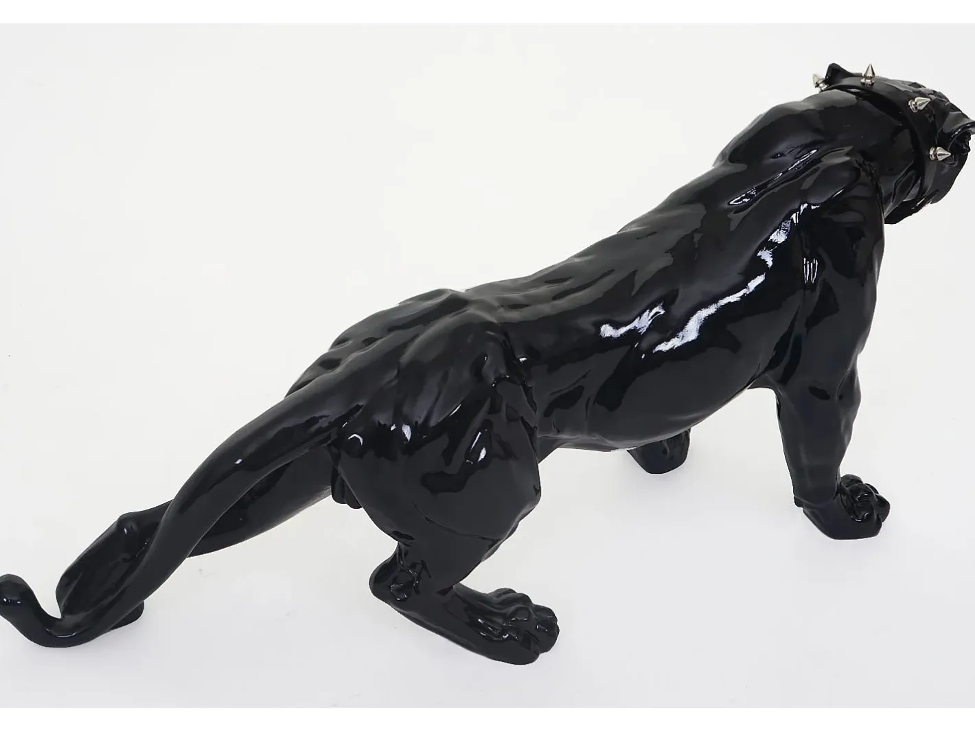 MCW Estatua-Figurita decorativa pantera con collar, alto brillo con collar Negro
