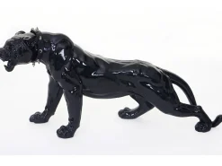 MCW Estatua-Figurita decorativa pantera con collar, alto brillo con collar Negro