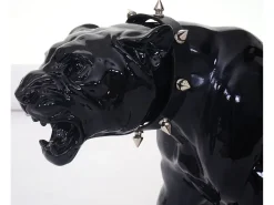 MCW Estatua-Figurita decorativa pantera con collar, alto brillo con collar Negro