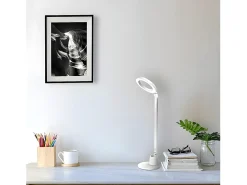 AKUNADECOR Lámpara De Mesa-Flexo Led Dimable Modelo Calcita 8w 640lm /plata Blanco