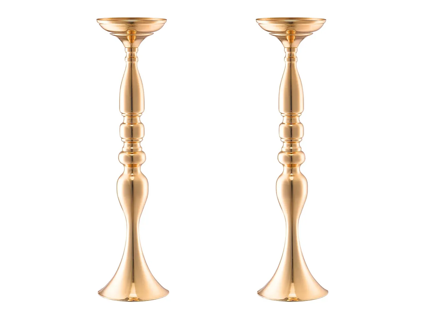 Jarrón-Florero SucceBuy - Juego de 24 Jarrones de Metal de 50 cm, Centro de Mesa, s, con Diseño Floral, para Bodas y Fiestas, Metal/ Dorado
