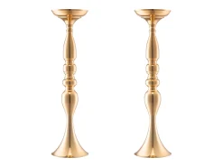 Jarrón-Florero SucceBuy - Juego de 24 Jarrones de Metal de 50 cm, Centro de Mesa, s, con Diseño Floral, para Bodas y Fiestas, Metal/ Dorado