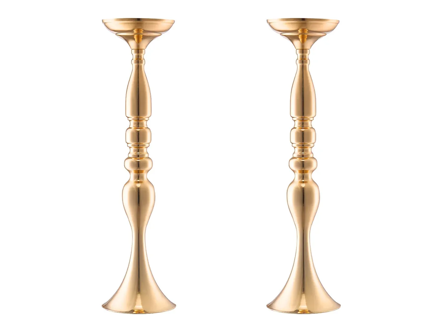 Jarrón-Florero SucceBuy - Juego de 24 Jarrones de Metal de 50 cm, Centro de Mesa, s, con Diseño Floral, para Bodas y Fiestas, Metal/ Dorado