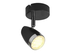 NETTLIFE Plafón-Foco de techo LED , 1 bombilla moderna, 4 W, , blanco cálido, 3000 K, ajustable 350° Negro