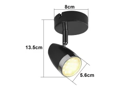 NETTLIFE Plafón-Foco de techo LED , 1 bombilla moderna, 4 W, , blanco cálido, 3000 K, ajustable 350° Negro