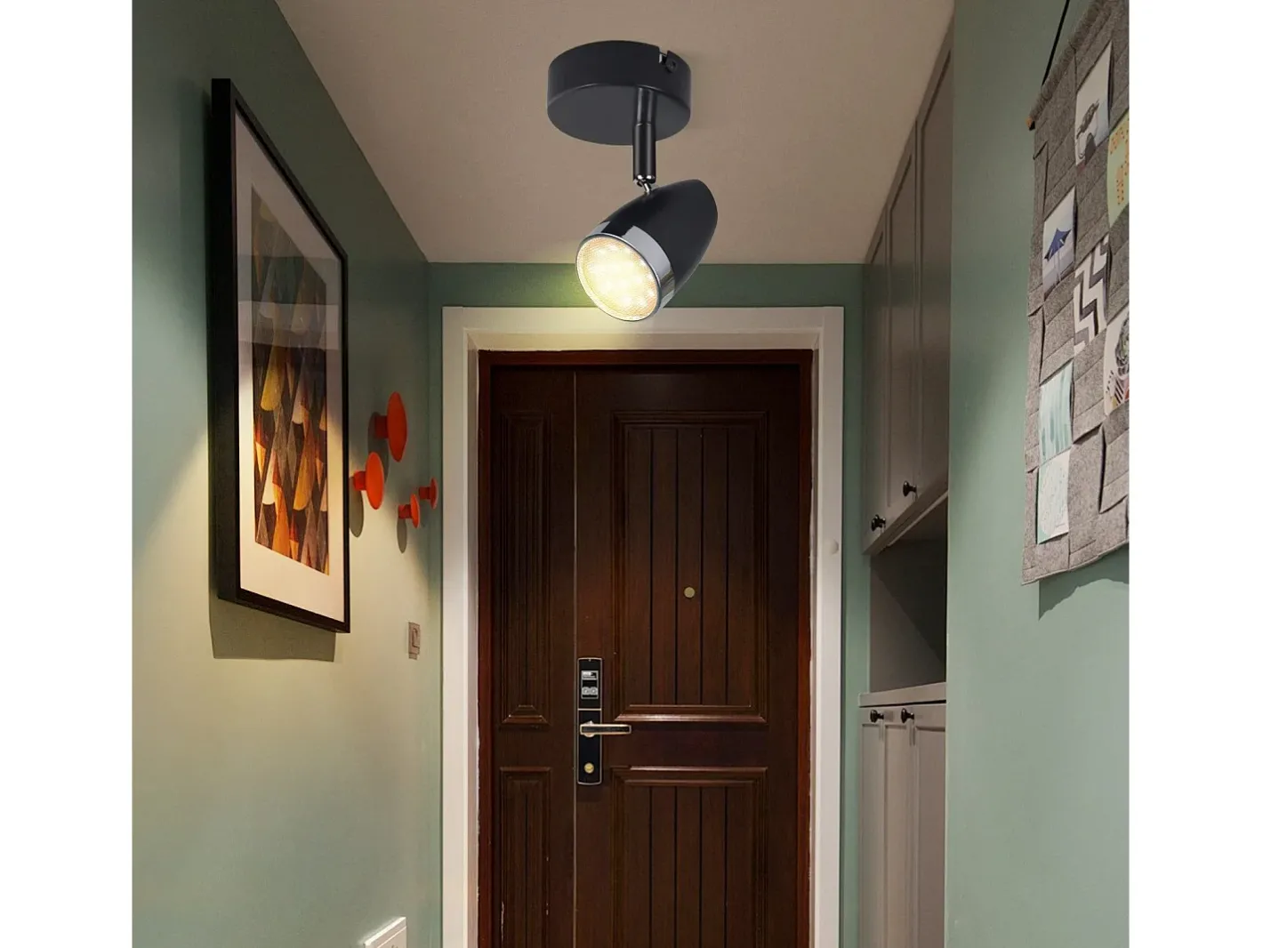 NETTLIFE Plafón-Foco de techo LED , 1 bombilla moderna, 4 W, , blanco cálido, 3000 K, ajustable 350° Negro