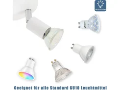 Best NETTLIFE Foco de techo LED Focos de techo - Lámpara de techo de metal GU10 orientable de 4 llamas Moderna Blanco