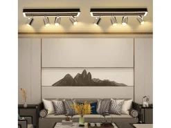 NETTLIFE Plafón-Foco de techo LED de 4 focos, lámpara de techo: foco de techo GU10, lámpara de cocina orientable, foco plateado de 18 W Negro