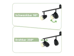 Discount NETTLIFE Foco de techo LED 4 focos moderno 4W 3000K orientable 350° Negro