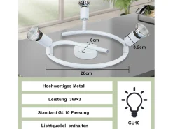 Best NETTLIFE Foco de techo LED regulable GU10 con 3 llamas, foco de techo industrial para sala de estar Blanco