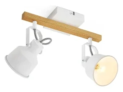 Sale NETTLIFE Foco de techo de 2 llamas orientable a 350° con casquillo E14 vintage, diseño de alta calidad en madera veteada Blanco
