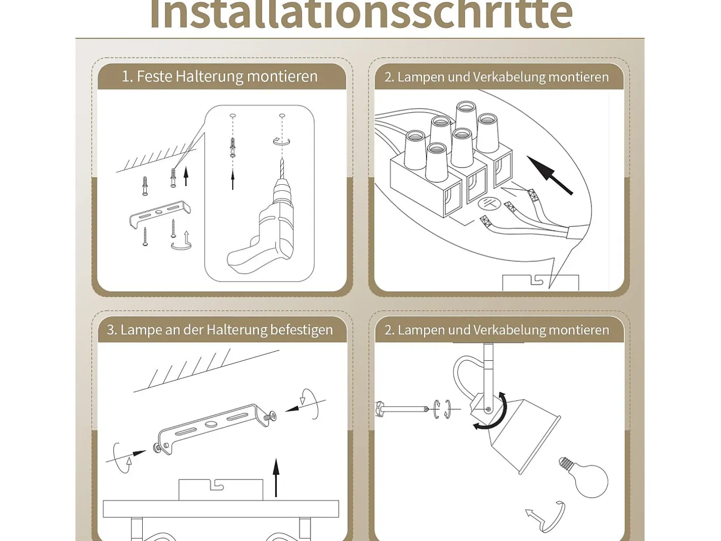 NETTLIFE Plafón-Foco de techo de 2 llamas orientable a 350° con casquillo E14 vintage, diseño de alta calidad en madera veteada Negro