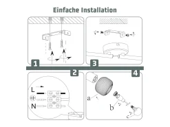 NETTLIFE Foco de techo E14 de 4 bombillas para interior de cristal giratorio vintage para pasillo, habitación de hotel Blanco Sale