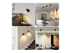 NETTLIFE Plafón-Foco de techo GU10 para pasillo, color y dorado, orientable 350°, estilo vintage, para salón, dormitorio y cocina Negro