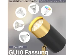 NETTLIFE Plafón-Foco de techo GU10 para pasillo, color y dorado, orientable 350°, estilo vintage, para salón, dormitorio y cocina Negro