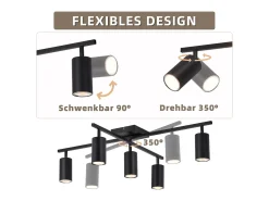 Hot NETTLIFE Foco de techo , lámpara de techo GU10 de 5 luces, lámpara moderna para sala de estar, cocina y dormitorio Negro
