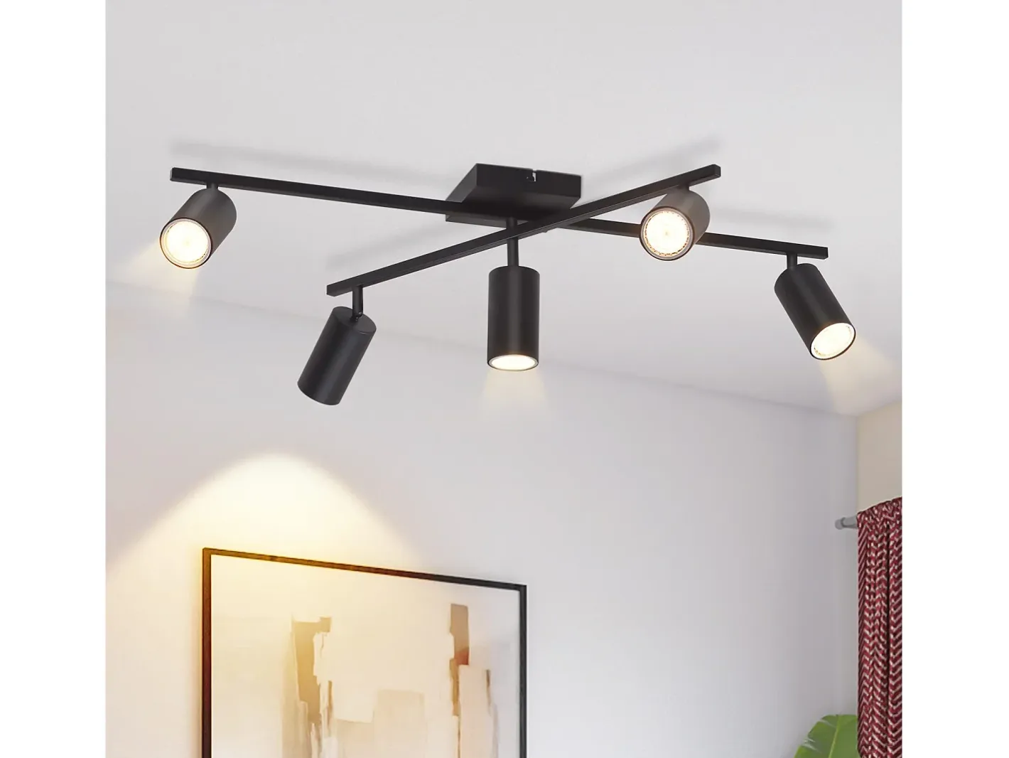 Hot NETTLIFE Foco de techo , lámpara de techo GU10 de 5 luces, lámpara moderna para sala de estar, cocina y dormitorio Negro