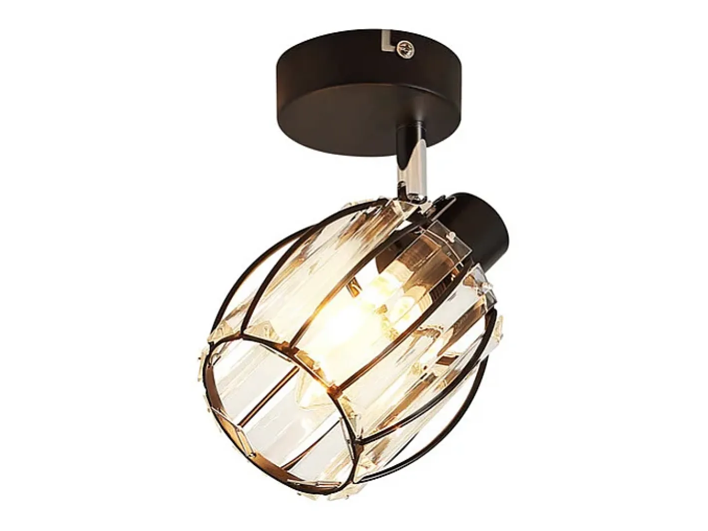 NETTLIFE Foco de techo vintage de cristal E14 para pasillo, ajustable a 350°, industrial, intercambiable Negro Clearance