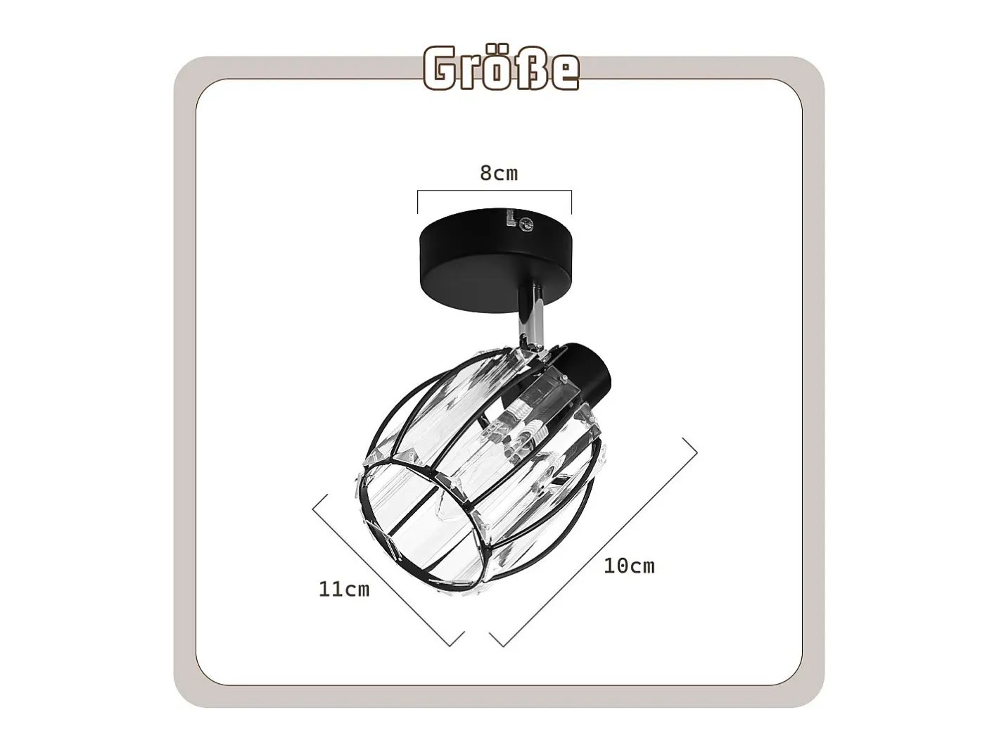NETTLIFE Foco de techo vintage de cristal E14 para pasillo, ajustable a 350°, industrial, intercambiable Negro Clearance