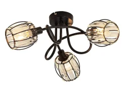 NETTLIFE Plafón-Foco de techo vintage de cristal de 3 luces E14 para pasillo, giratorio 350°, estilo industrial Negro