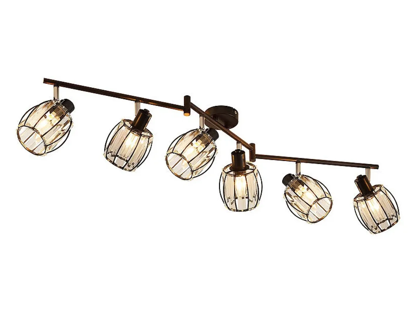 Hot NETTLIFE Foco de techo vintage de cristal E14 para pasillo industrial, giratorio 350°, 6 unidades Negro