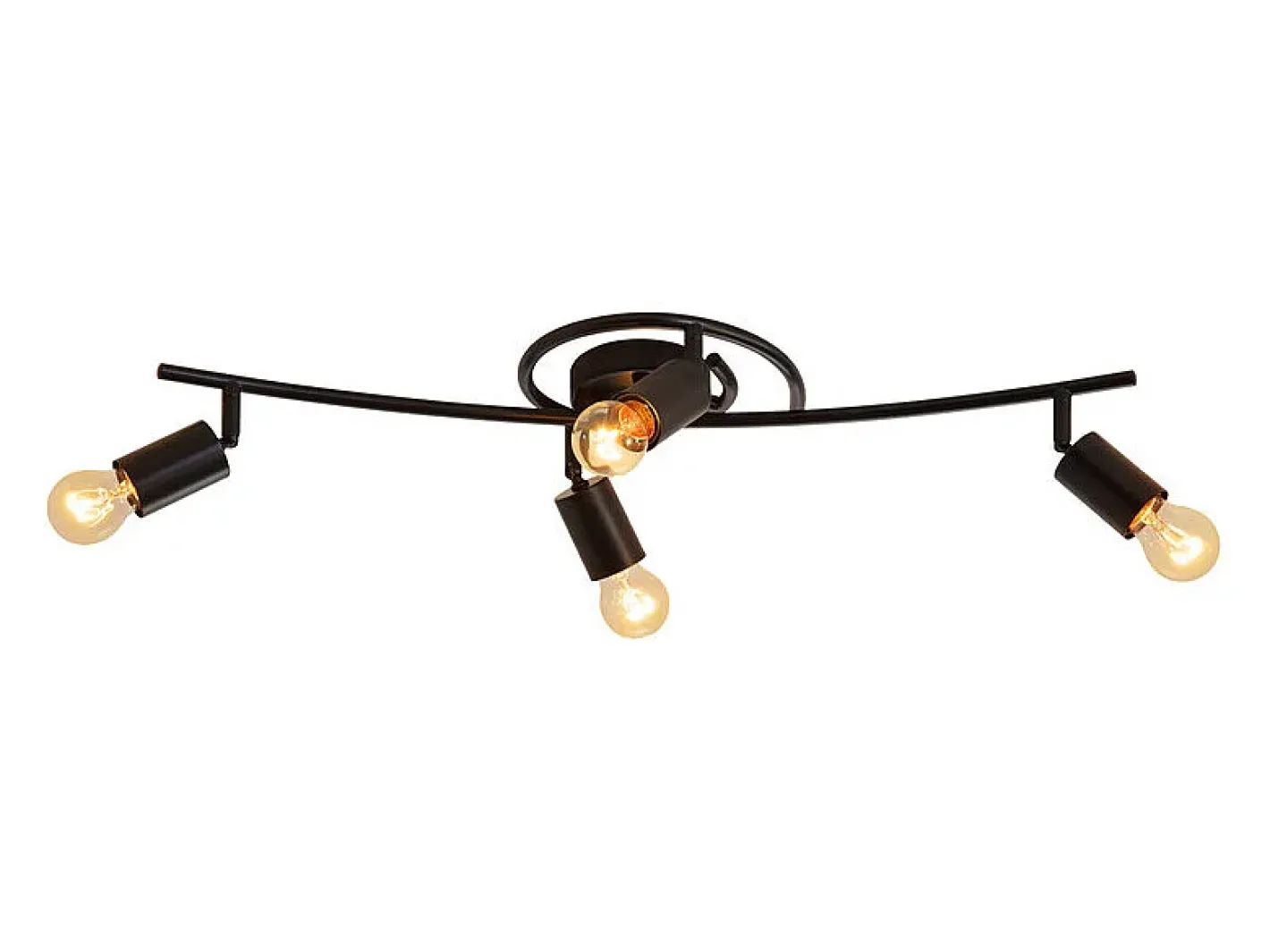 NETTLIFE Plafón-Foco de techo vintage de 4 llamas, E27, giratorio 350°, industrial Negro