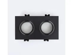 Ledkia Iluminación Exterior-Foco Downlight Cuadrado Basculante GU10 6W Corte 75x150 mm PC No Flicker 3000K Blanco Cálido Negro