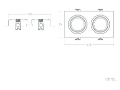 Ledkia Iluminación Exterior-Foco Downlight Cuadrado Basculante GU10 6W Corte 75x150 mm PC No Flicker 3000K Blanco Cálido Negro