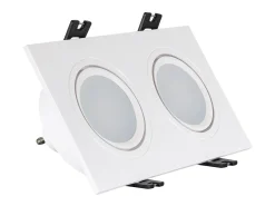 Ledkia Iluminación Exterior-Foco Downlight Cuadrado Basculante GU10 6W Corte 75x150 mm PC No Flicker 3000K Blanco Cálido Negro