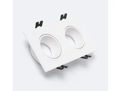 Ledkia Iluminación Exterior-Foco Downlight Cuadrado Basculante GU10 6W Corte 75x150 mm PC No Flicker 3000K / Negro Cálido Blanco