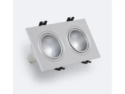 Ledkia Iluminación Exterior-Foco Downlight Cuadrado Basculante GU10 6W Corte 75x150 mm PC No Flicker 3000K / Negro Cálido Blanco