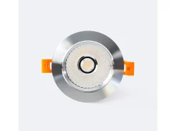 Ledkia Foco Downlight LED 12W COB Direccionable Circular Plata Corte Ø 90 mm No Flicker 4000K Blanco Neutro Plateado New