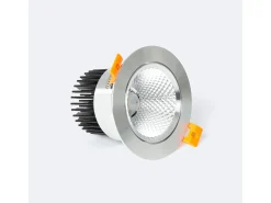 Ledkia Foco Downlight LED 12W COB Direccionable Circular Plata Corte Ø 90 mm No Flicker 4000K Blanco Neutro Plateado New