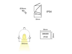 Outlet Foco empotrable LED Polo - Beneito & Faure - 2 W, blanco cálido 3200 K, 65° - Foco empotrable redondo Negro