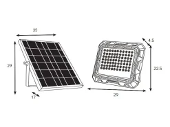 SOLARGEO Foco exterior con panel solar. Proyector solar de sobremesa 150 lúmenes. CLARTO Negro Best
