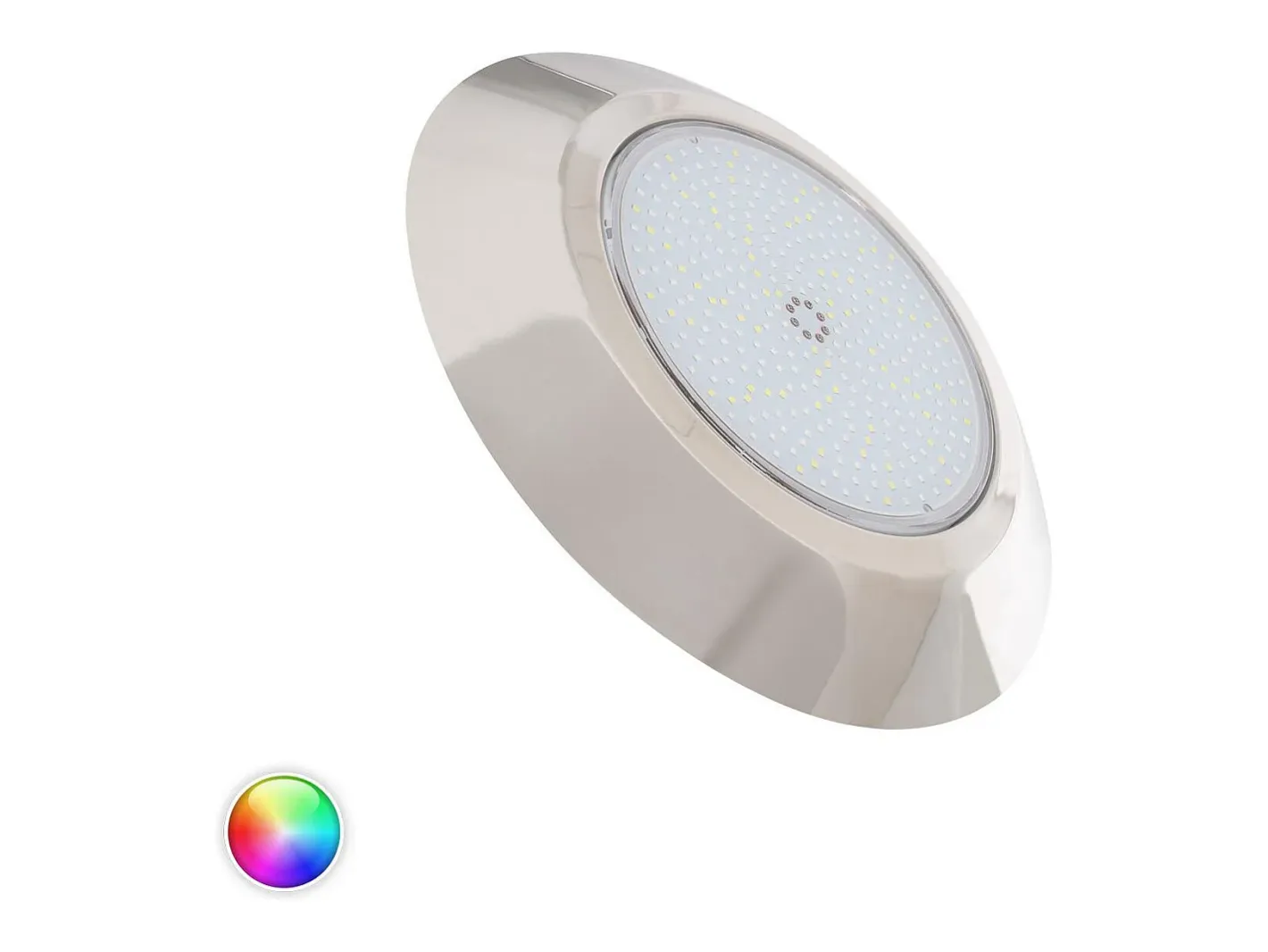 Ledkia Foco Piscina Superficie LED RGBW Sumergible 12V DC IP68 Acero Inoxidable 24W RGBW Plateado