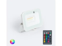 Ledkia Foco Proyector LED 20W RGBW con Mando IR IP65 Blanco RGB Transparente Best