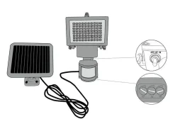 Iluminación Exterior-Foco solar de alta luminosidad con sensor de movimiento - 80 LED - Negro