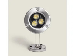 Ledkia Iluminación Exterior-Foco Sumergible LED 3W Superficie 12V DC IP68 3000K Blanco Cálido Plateado