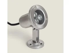 Ledkia Iluminación Exterior-Foco Sumergible LED 3W Superficie 12V DC IP68 3000K Blanco Cálido Plateado