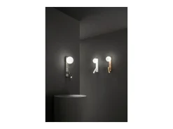 Sale Fog - Aplique de pared con USB y USB-C, LED 3W + G9, Esfera blanca, 3000K, Cuerpo orientable, Difusor de cristal - Perenz - Gris Amarillo