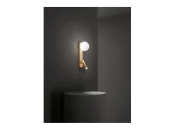 Fog - Aplique de pared con USB y USB-C, LED 3W + G9, Esfera blanca, 3000K, Cuerpo orientable, Difusor de cristal - Perenz - Dorado Blanco Hot