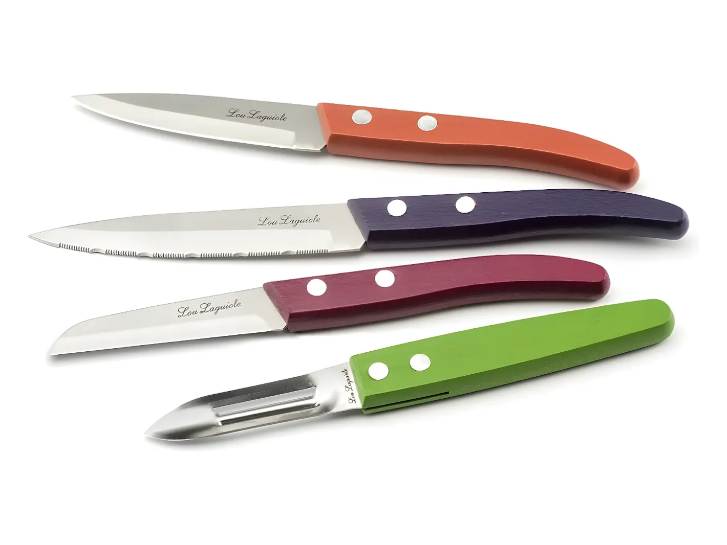 Lou Laguiole Cubierto-Forest - Juego de 4 cuchillo Essentiel " Madera teñida " Color natural oscuro