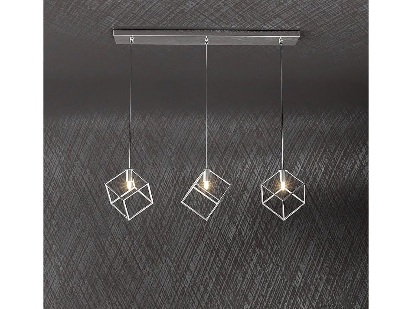 Frame Sospensione Rettangolare 3 Luci Plateado