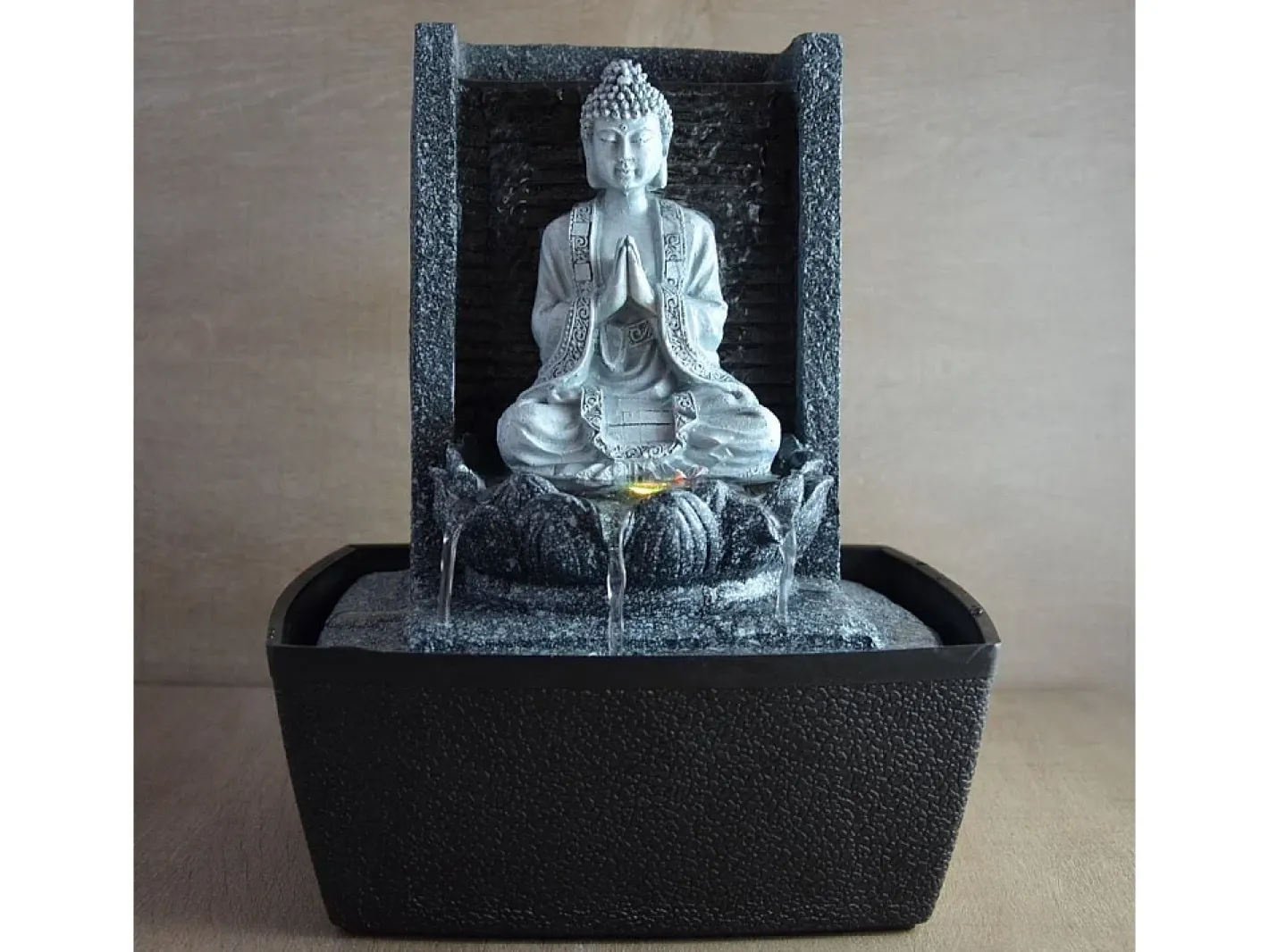 Hot Zen Light Fuente de Buda en la Meditación del Nirvana Gris