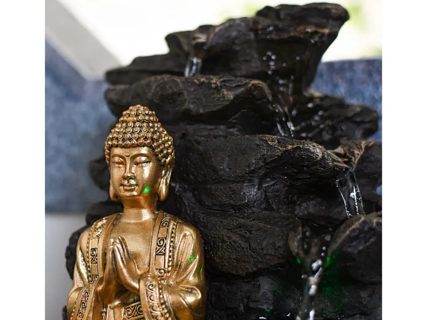 Zen Light Estatua-Fuente de Buda LED Shira Negro