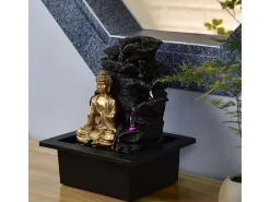 Zen Light Estatua-Fuente de Buda LED Shira Negro